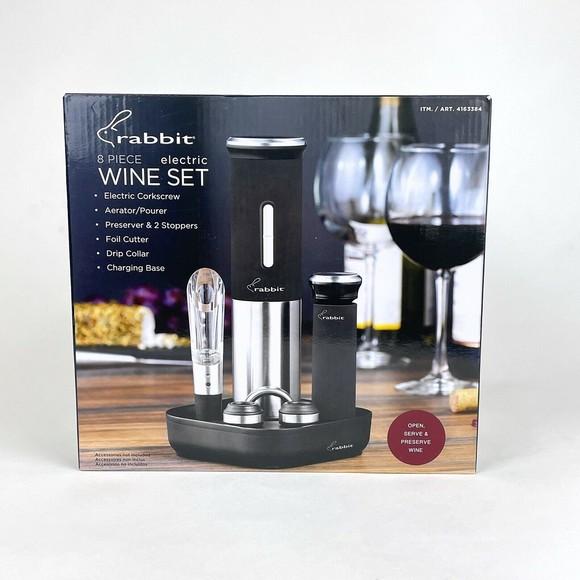 Rabbit Kitchen Nib Rabbit Electric Wine Opener Set 8piece Open